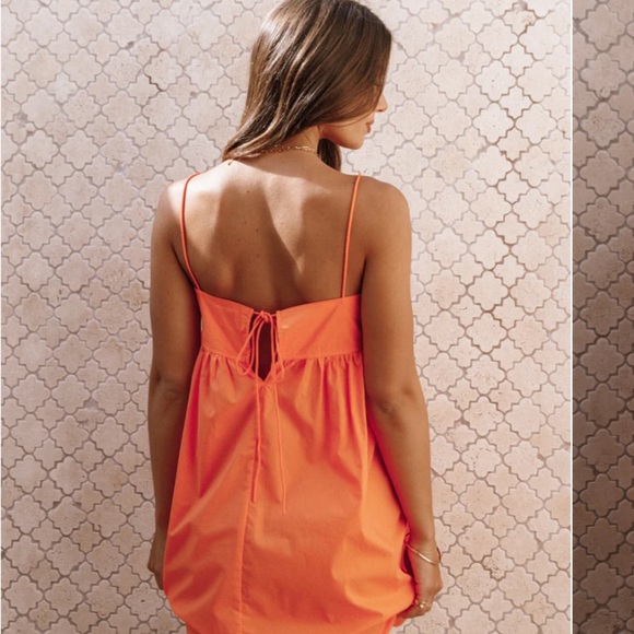 SERINA MINI DRESS - Orange Spaghetti Strap Dress - Picture 7 of 15